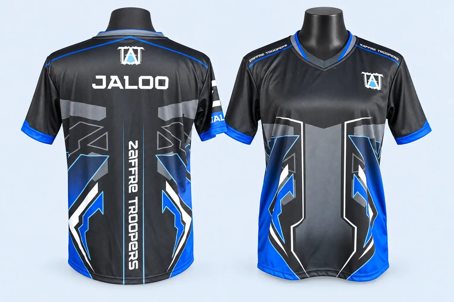 Cloud Blue studio presentation of Black & Blue Esports Team Shirt.
