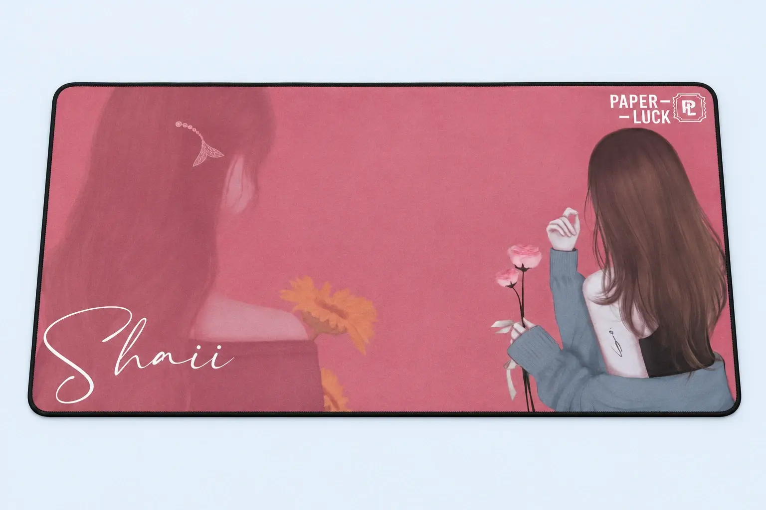 Cloud Blue studio presentation of Pink Personalized Anime Deskmat.