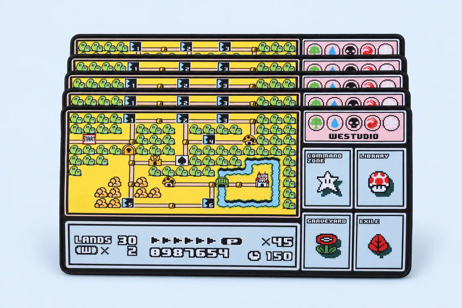 Cloud Blue studio presentation of Yellow Pixel-Map Playmats.