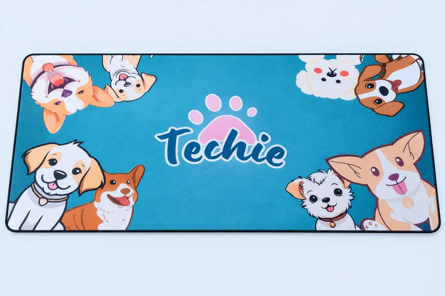 Cloud Blue studio presentation of Techie Pet Illustration Deskmat.