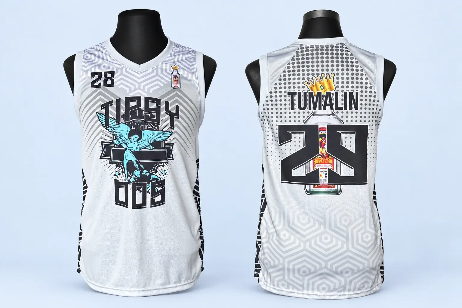 Cloud Blue studio presentation of White & Gray Basketball Jersey.