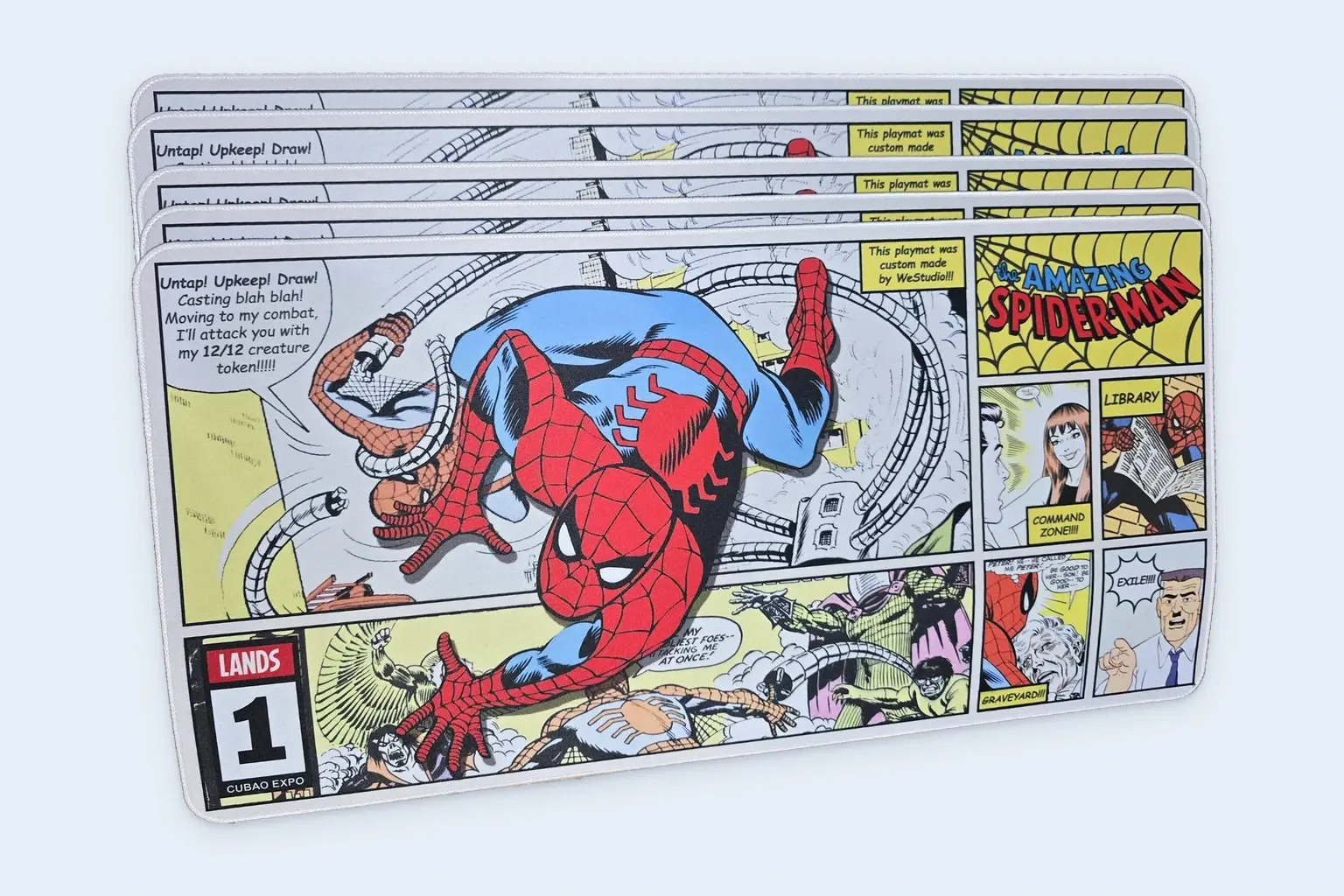 Cloud Blue studio presentation of Comic Hero Card-Zone Playmats.
