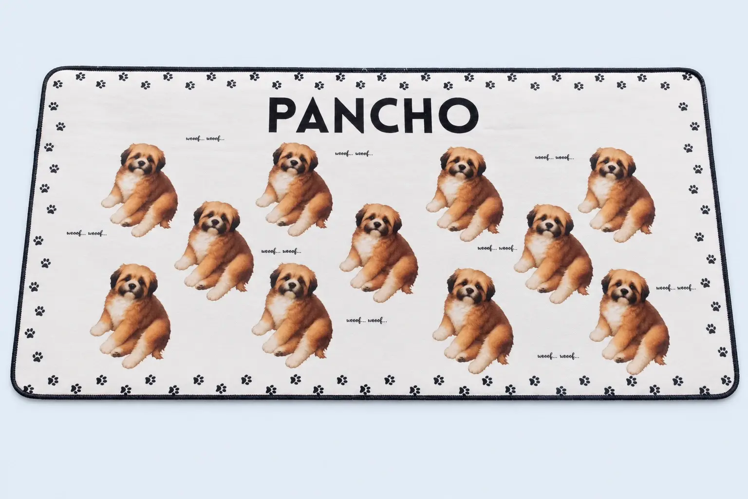 Cloud Blue studio presentation of Pancho Dog Pattern Deskmat.