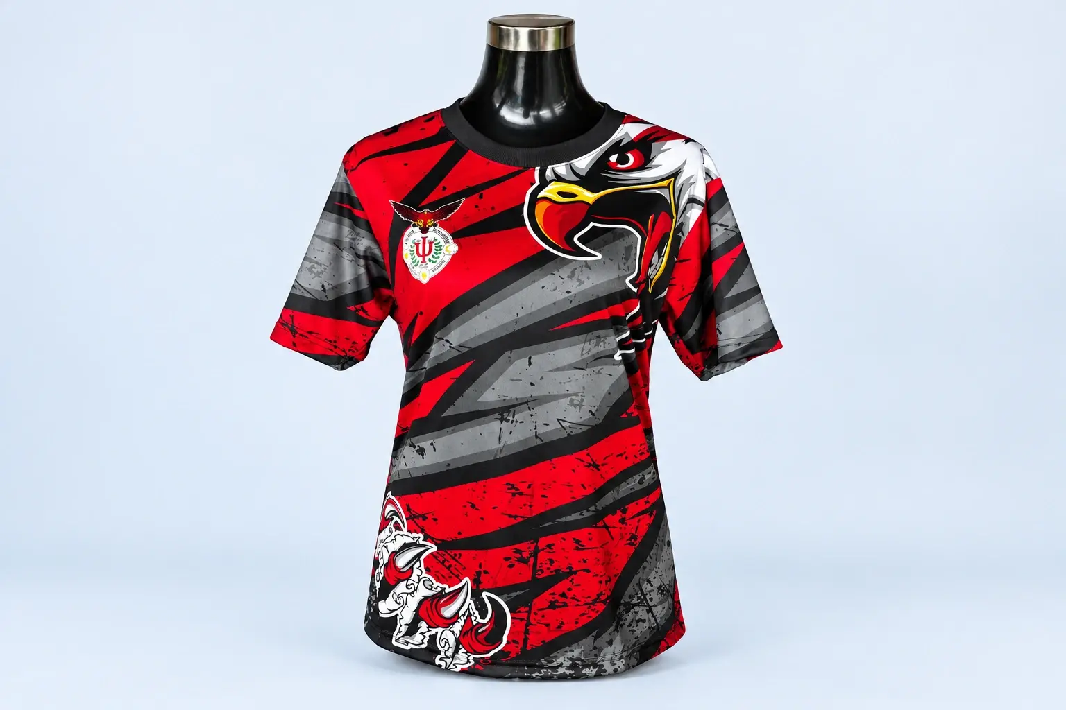 Cloud Blue studio presentation of Red & Black Eagle Organization Shirt.