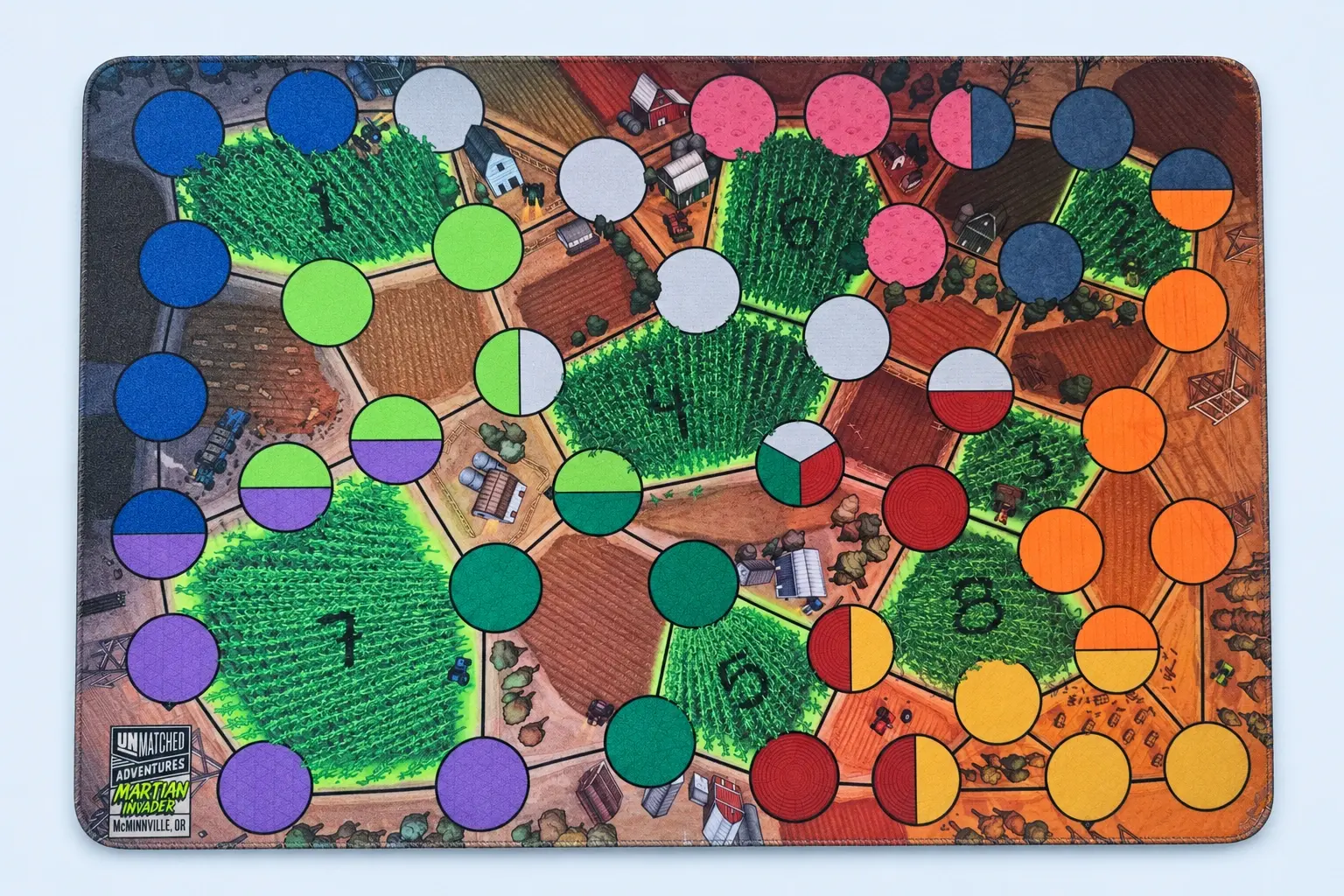 Cloud Blue studio presentation of Multicolor Circle Board Mat — Dark Palette.
