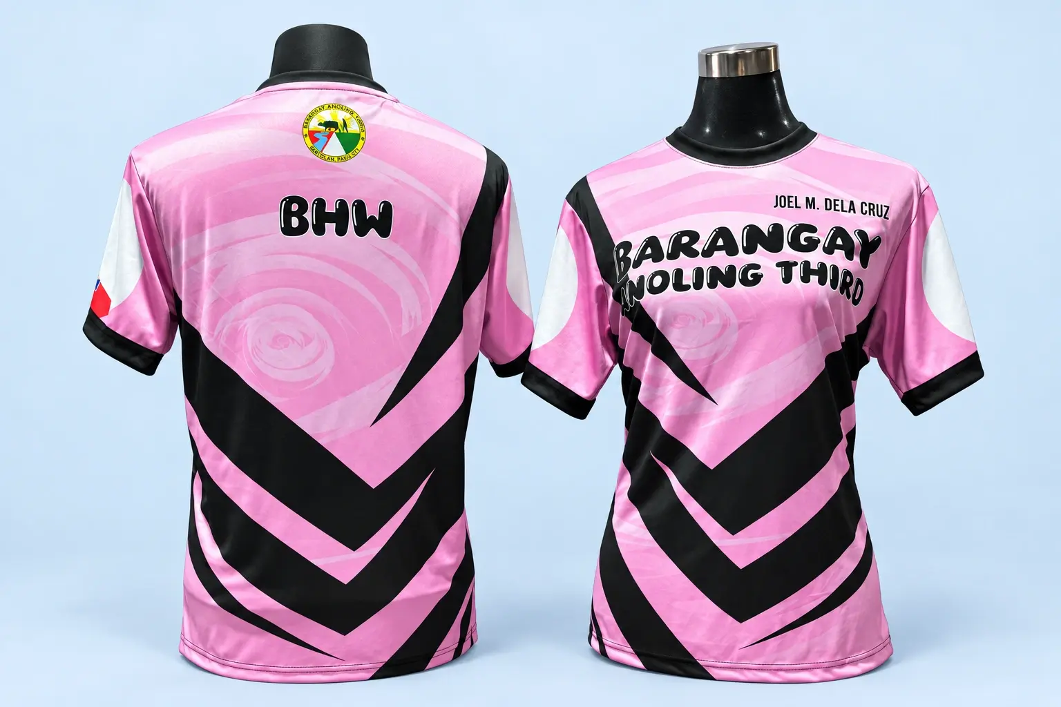Cloud Blue studio presentation of Pink & Black Community Shirt.