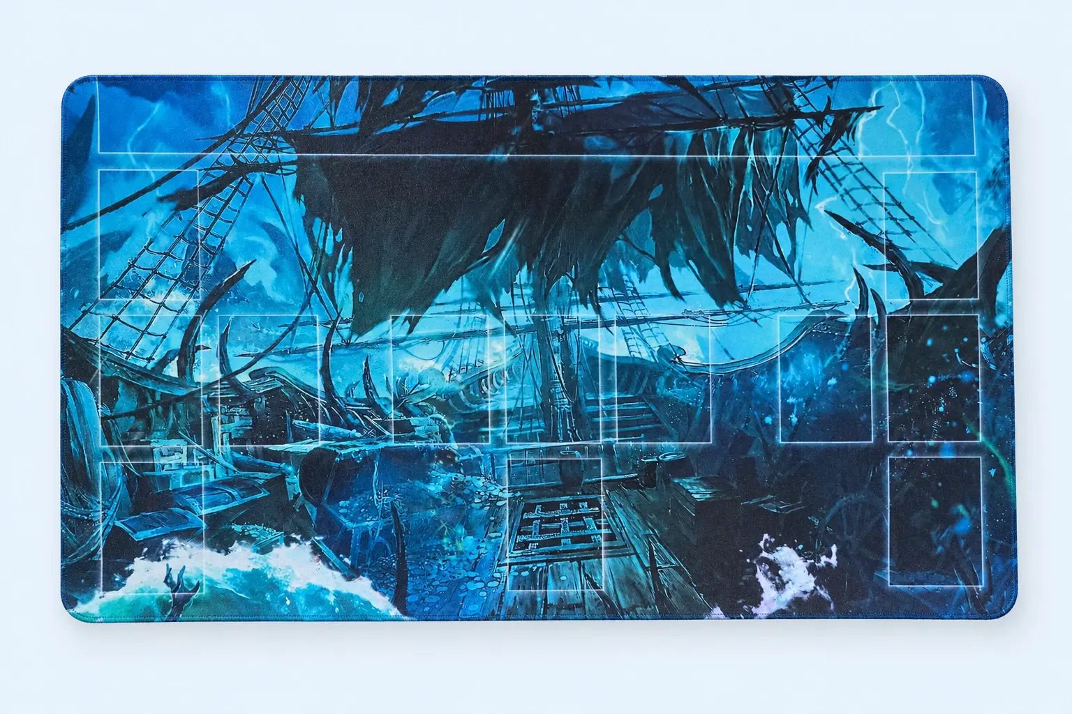 Cloud Blue studio presentation of Blue Ghost Ship Card-Zone Playmat.