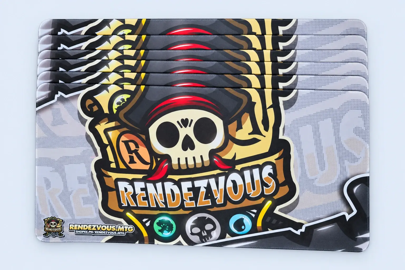 Cloud Blue studio presentation of Rendezvous Skull Logo Mats.
