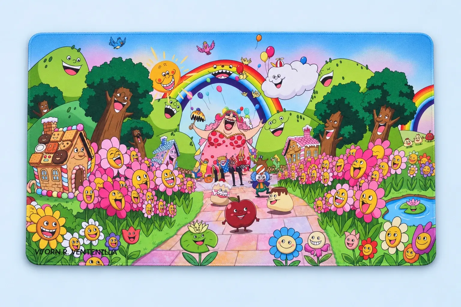 Cloud Blue studio presentation of Colorful Cartoon Garden Deskmat.