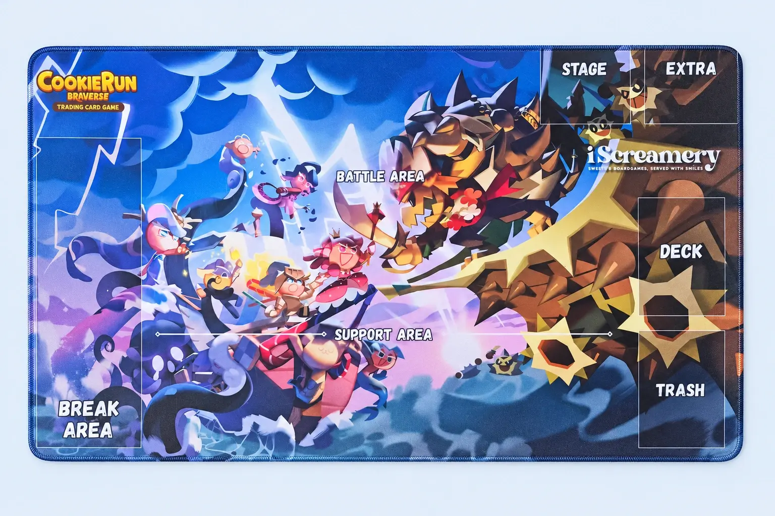 Cloud Blue studio presentation of CookieRun Blue Battle Playmat.