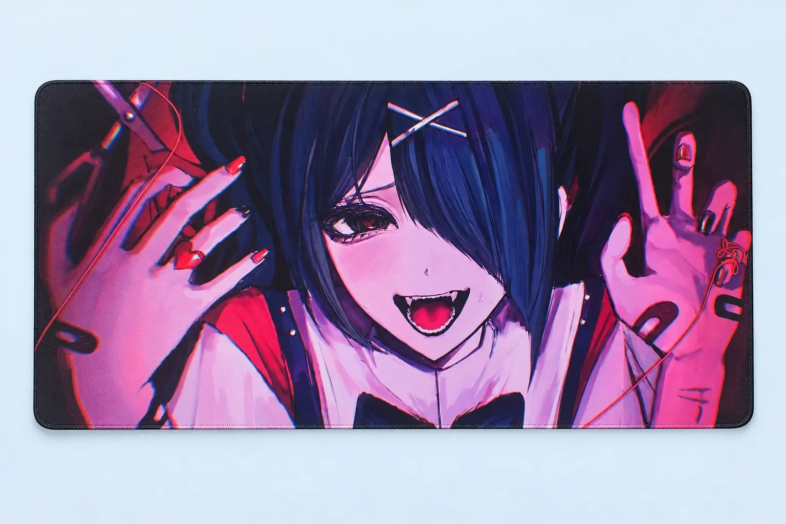 Cloud Blue studio presentation of Purple Anime Portrait Deskmat.