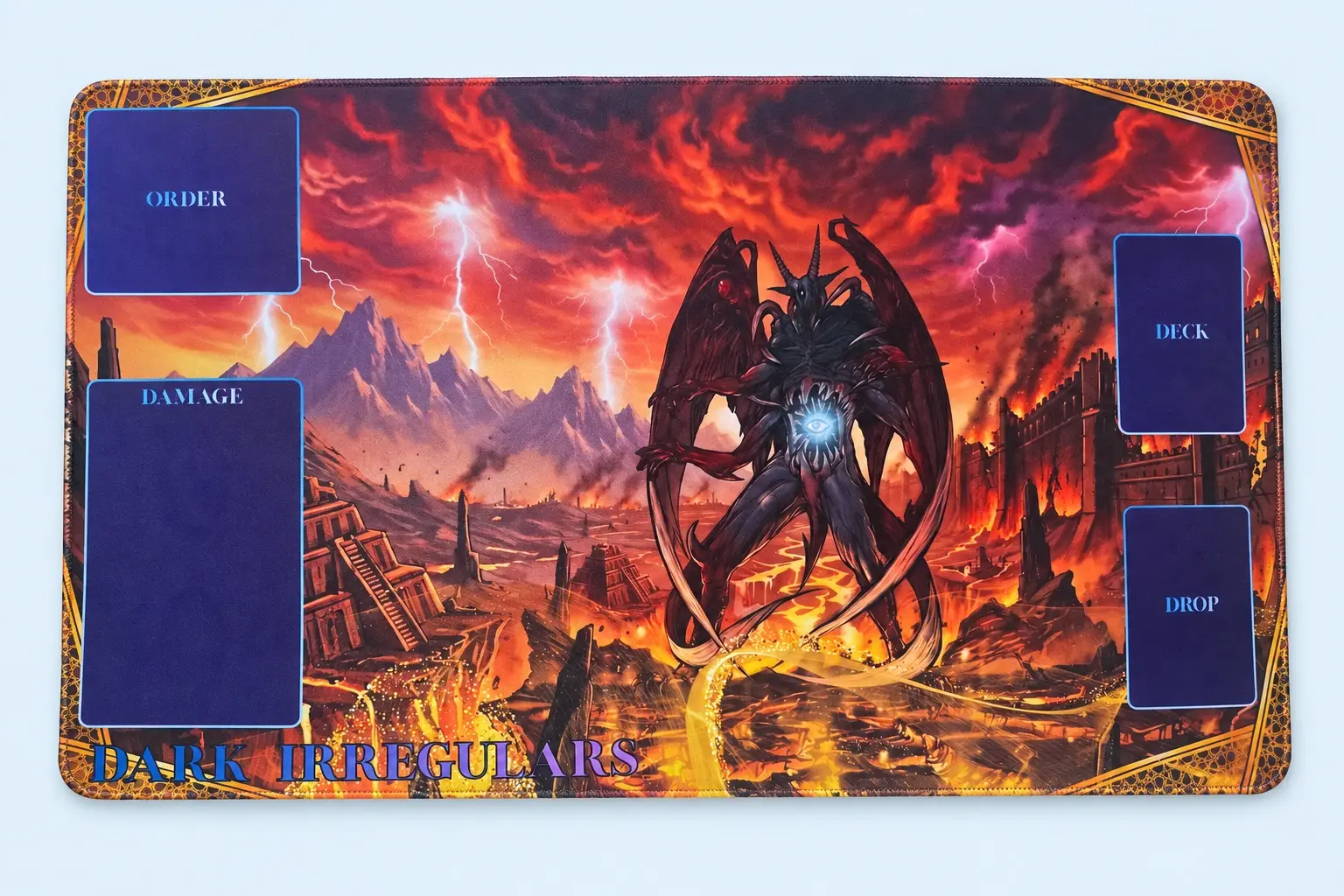 Cloud Blue studio presentation of Fantasy Warrior Card-Zone Playmat.