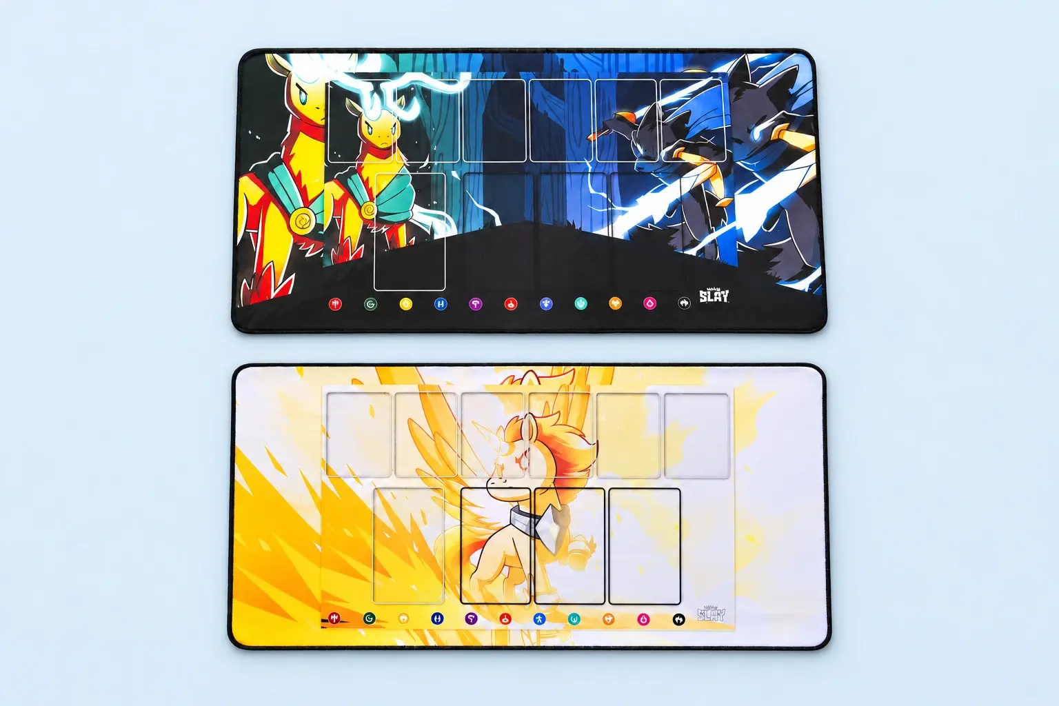 Cloud Blue studio presentation of Anime Battle & Gold Playmat Designs.