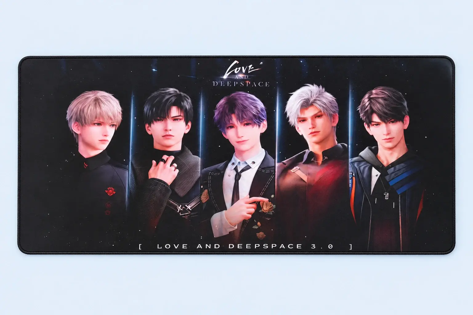 Cloud Blue studio presentation of Love and Deepspace Character Deskmat.