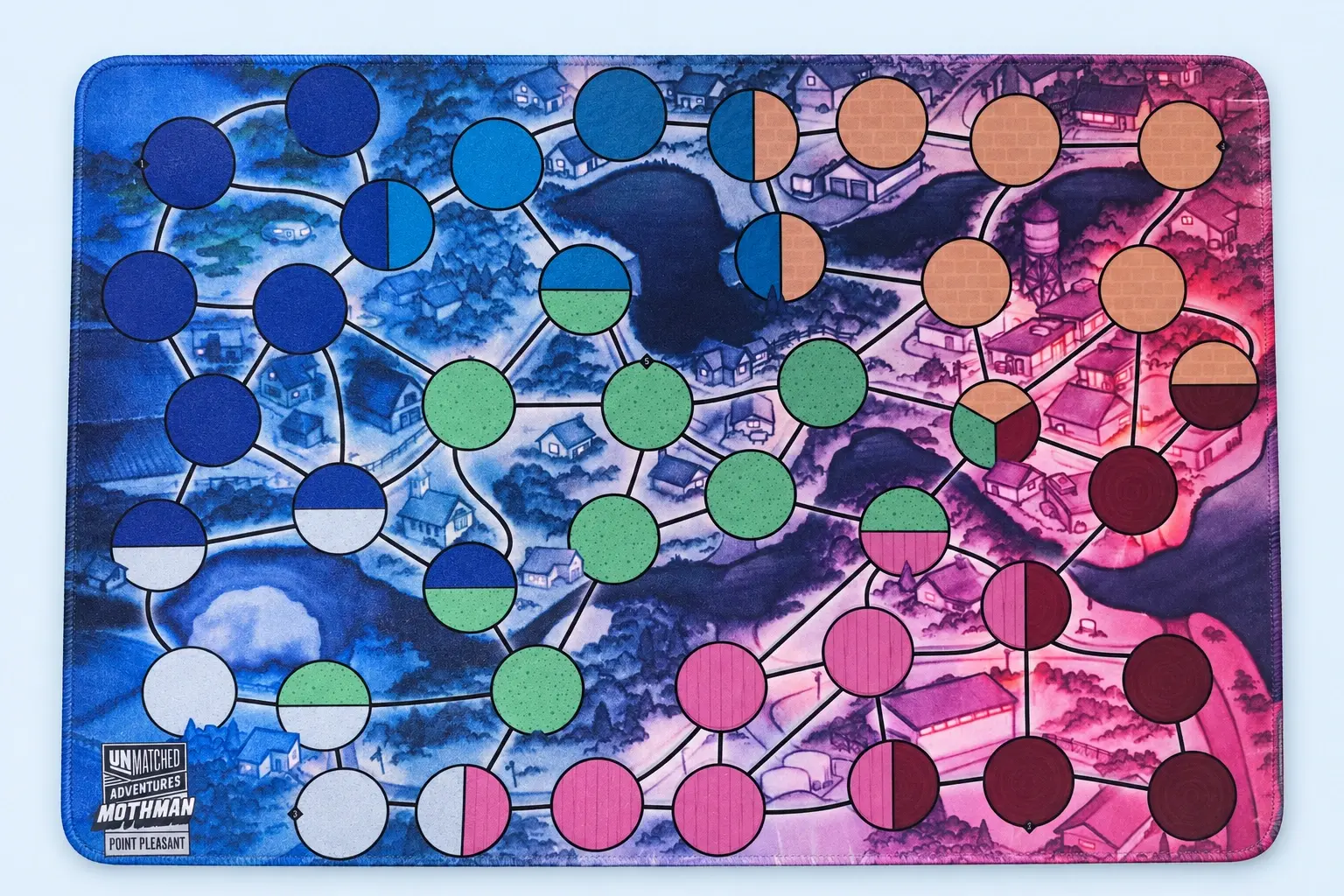 Cloud Blue studio presentation of Multicolor Circle Board Mat — Blue Palette.