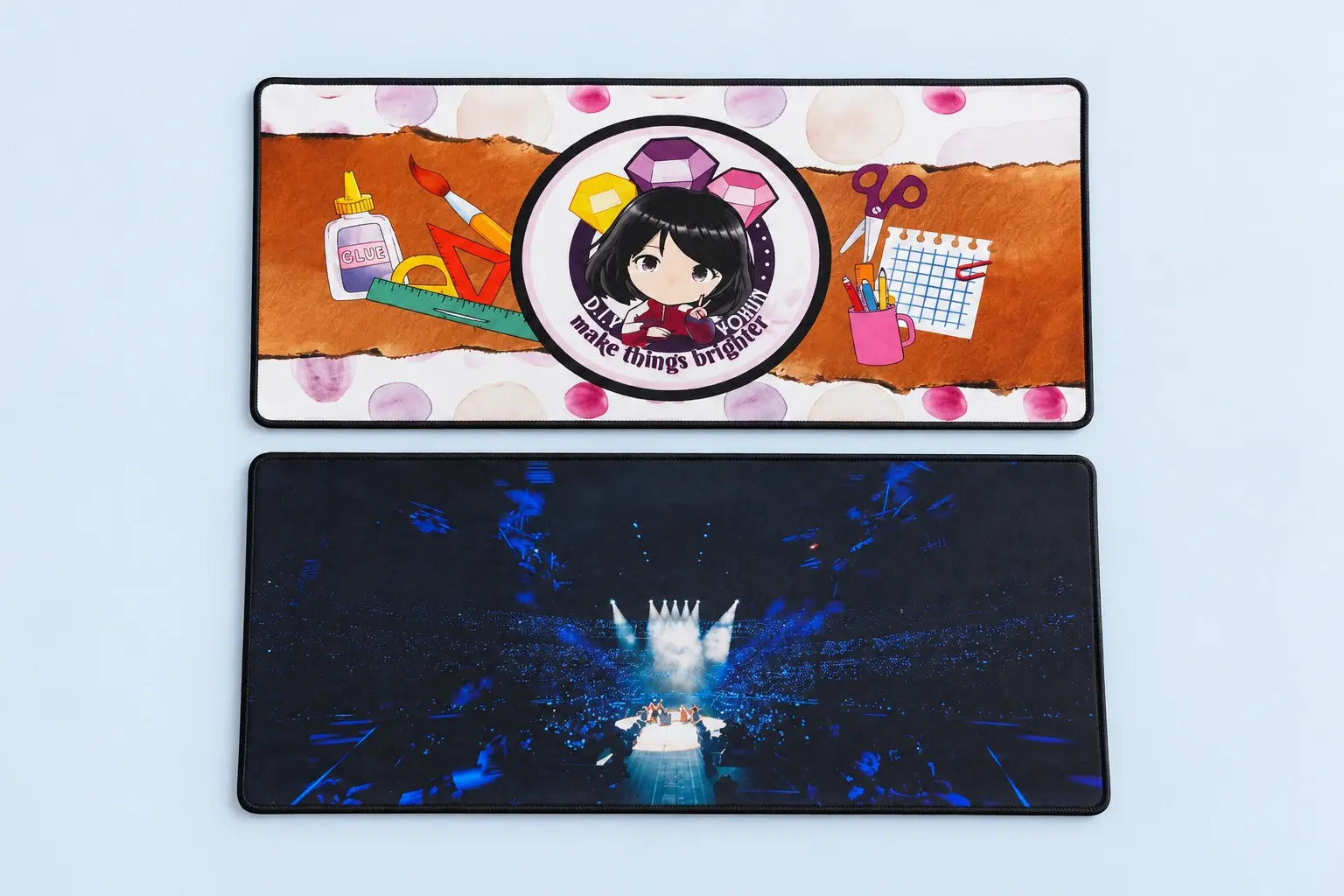 Cloud Blue studio presentation of Craft & Concert Deskmat Designs.