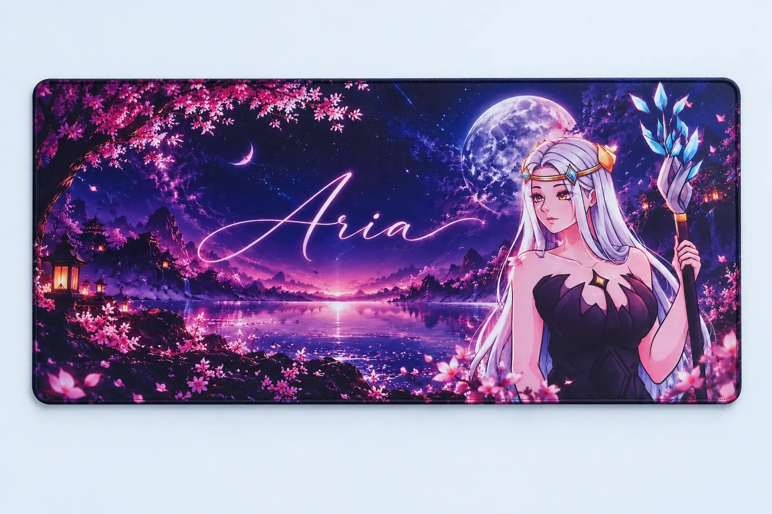 Cloud Blue studio presentation of Aria Purple Moon Deskmat.