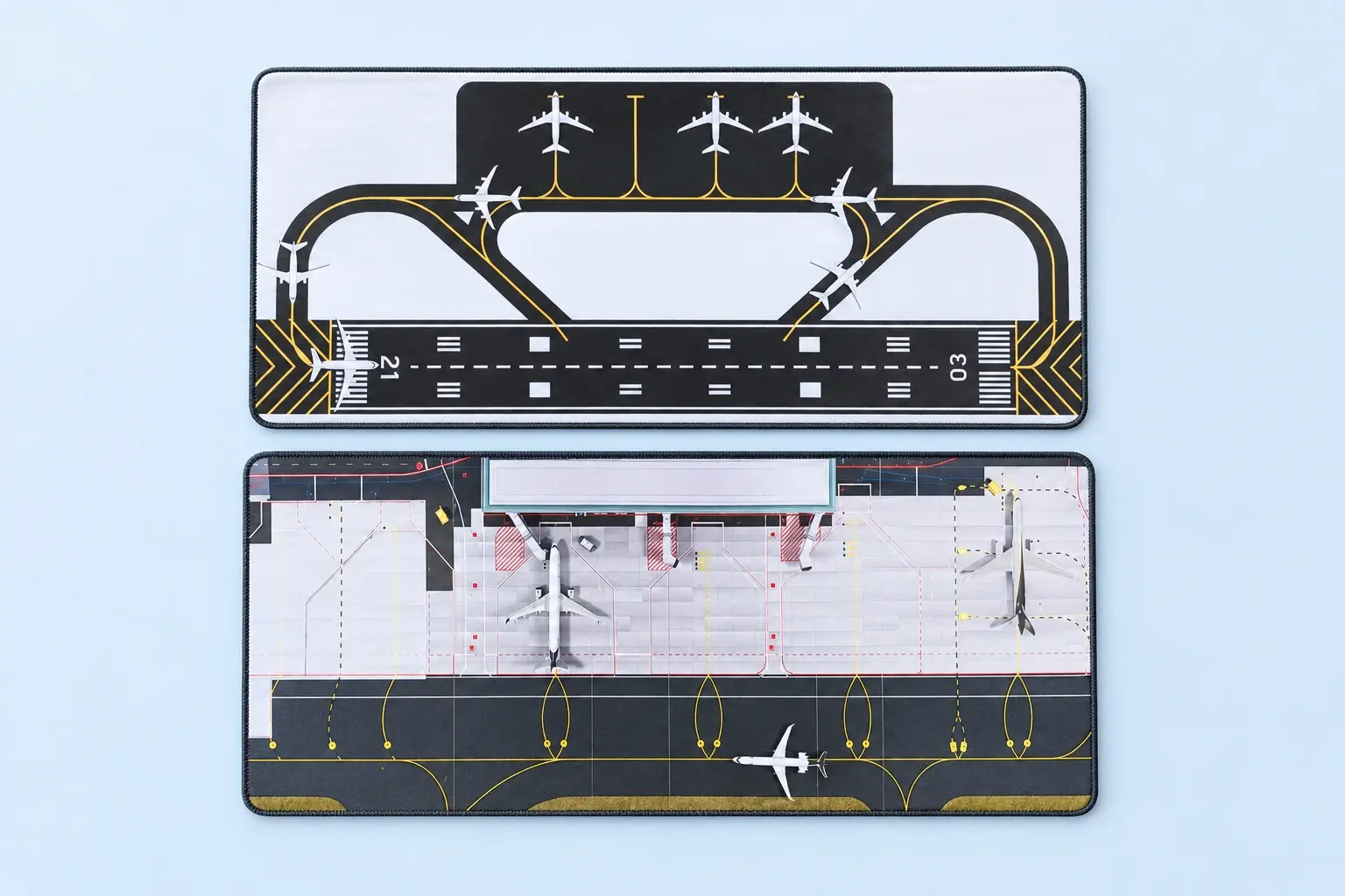 Cloud Blue studio presentation of Airport Runway Deskmat Designs.