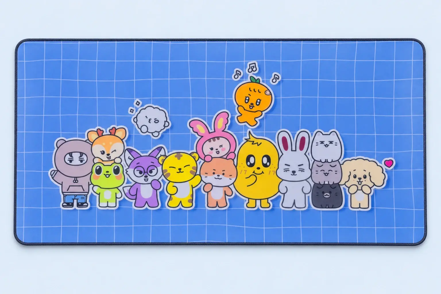 Cloud Blue studio presentation of Blue Grid Character Deskmat.