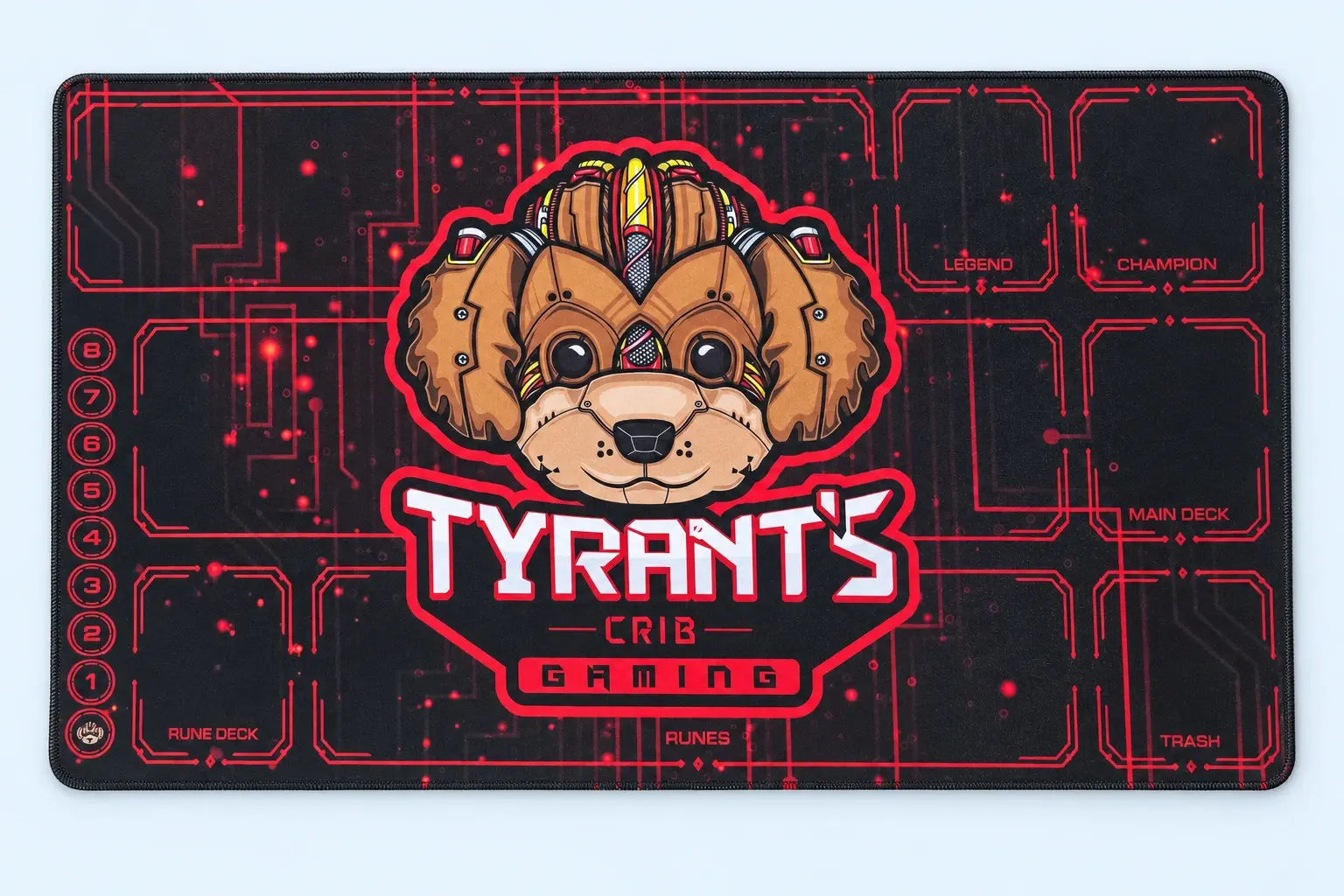 Cloud Blue studio presentation of Tyrants Red & Black Playmat.