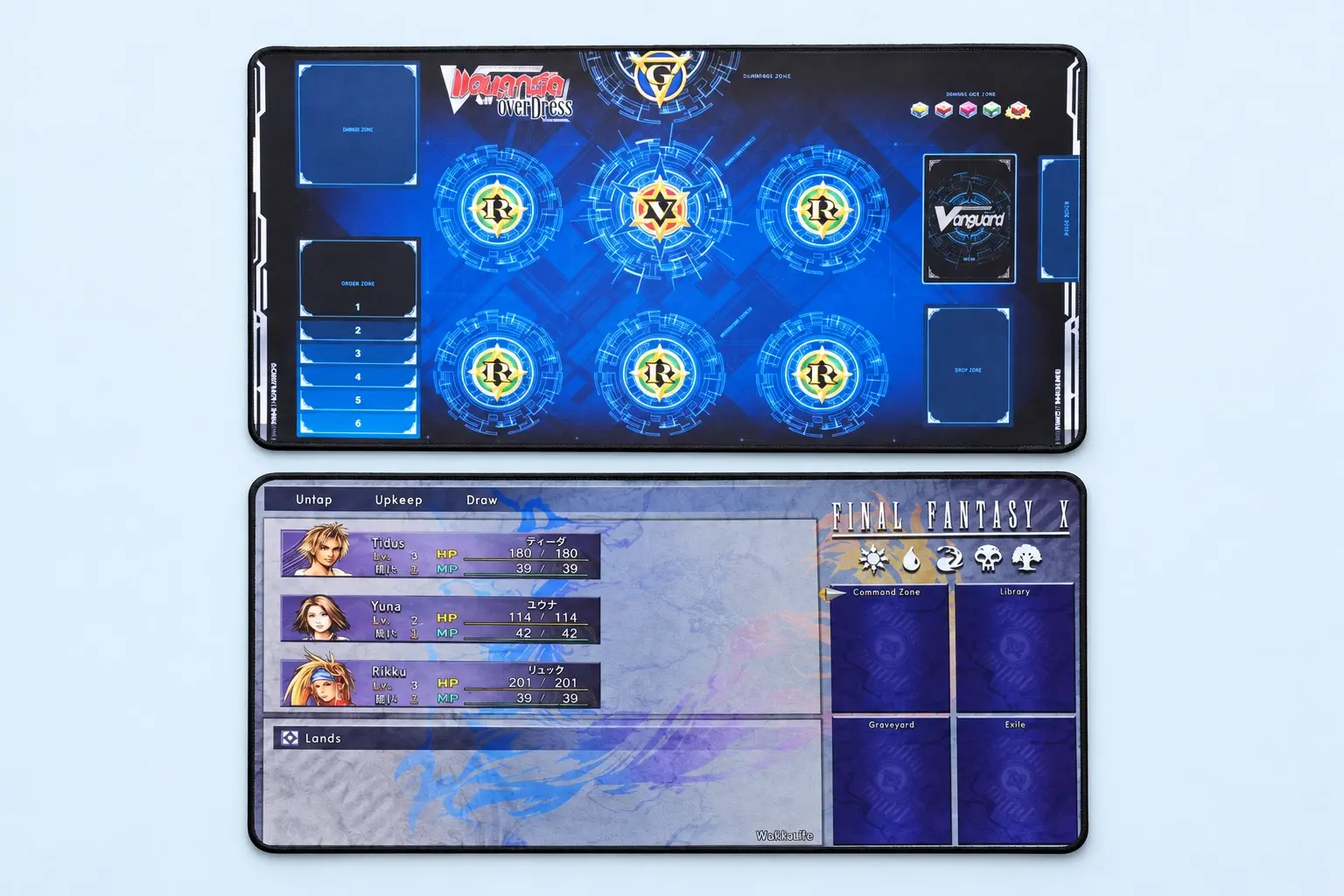 Cloud Blue studio presentation of Blue Emblem & Card-Zone Playmats.