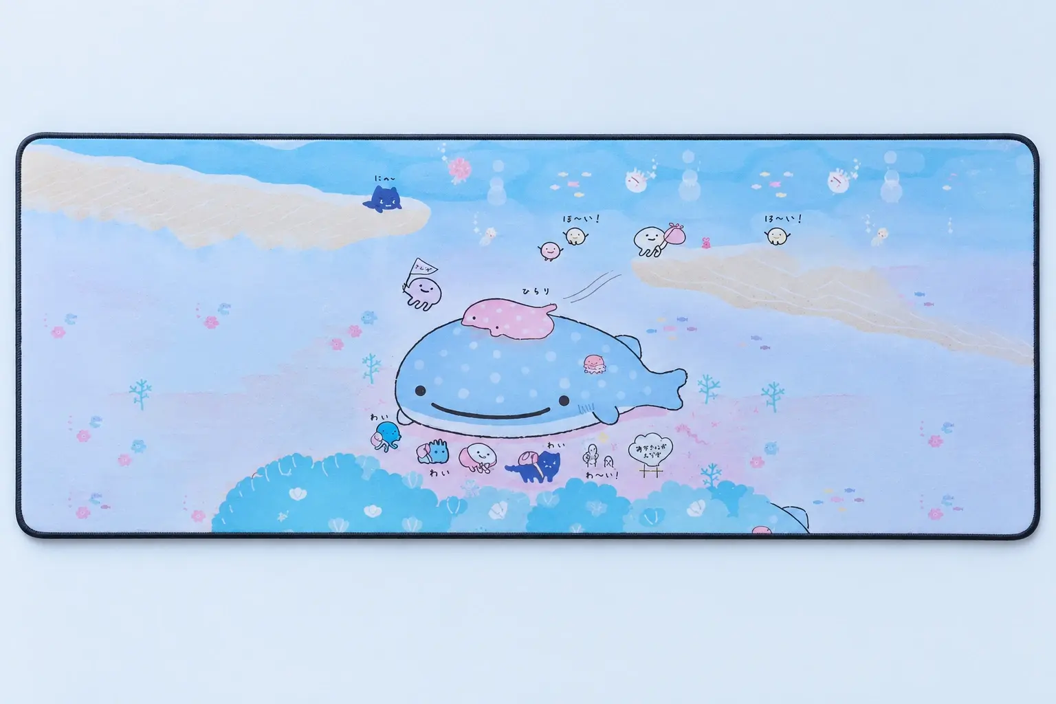 Cloud Blue studio presentation of Pastel Cloud Character Deskmat.
