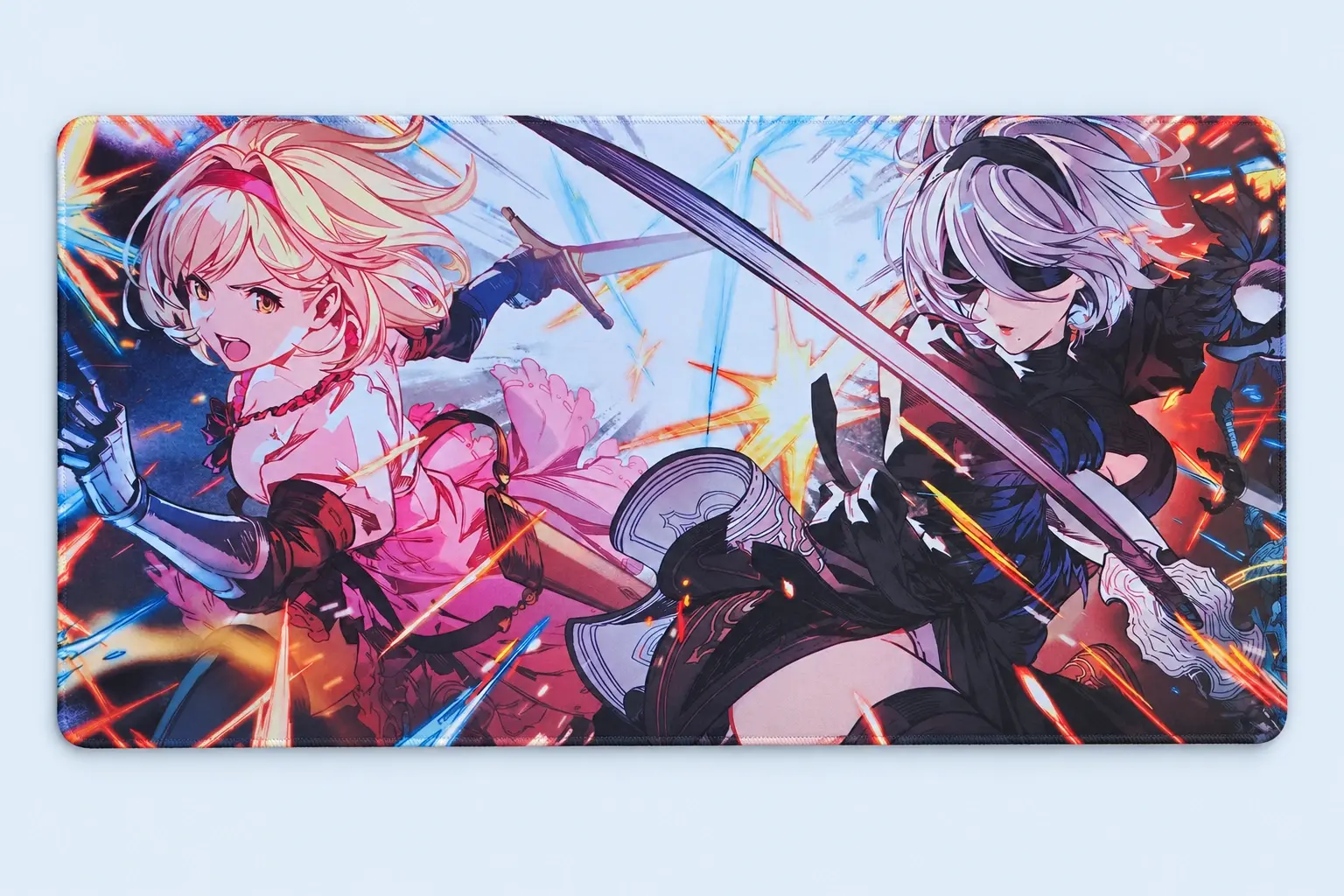 Cloud Blue studio presentation of Pink & Black Fantasy Deskmat.