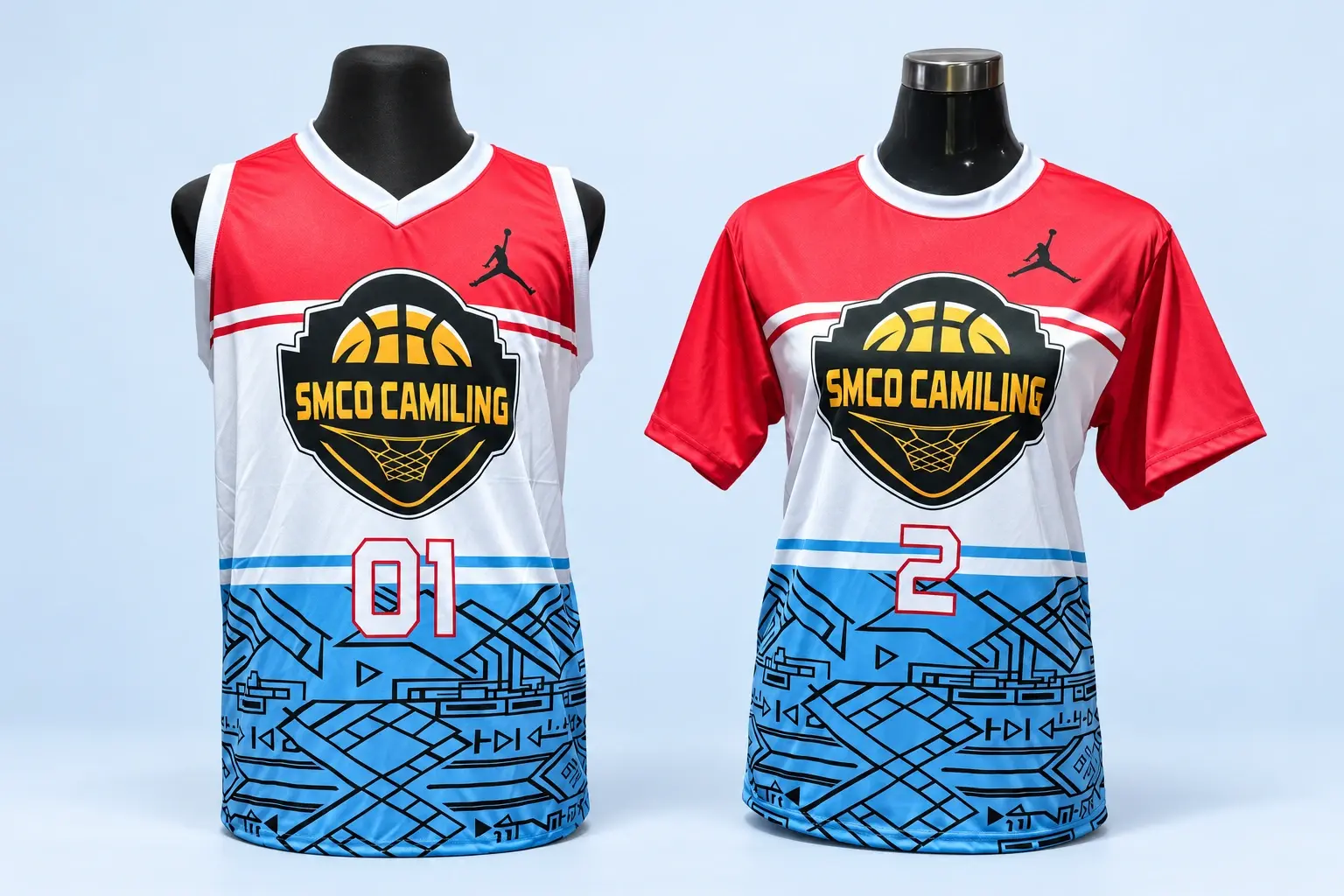 Cloud Blue studio presentation of Red & Teal Basketball Kit.