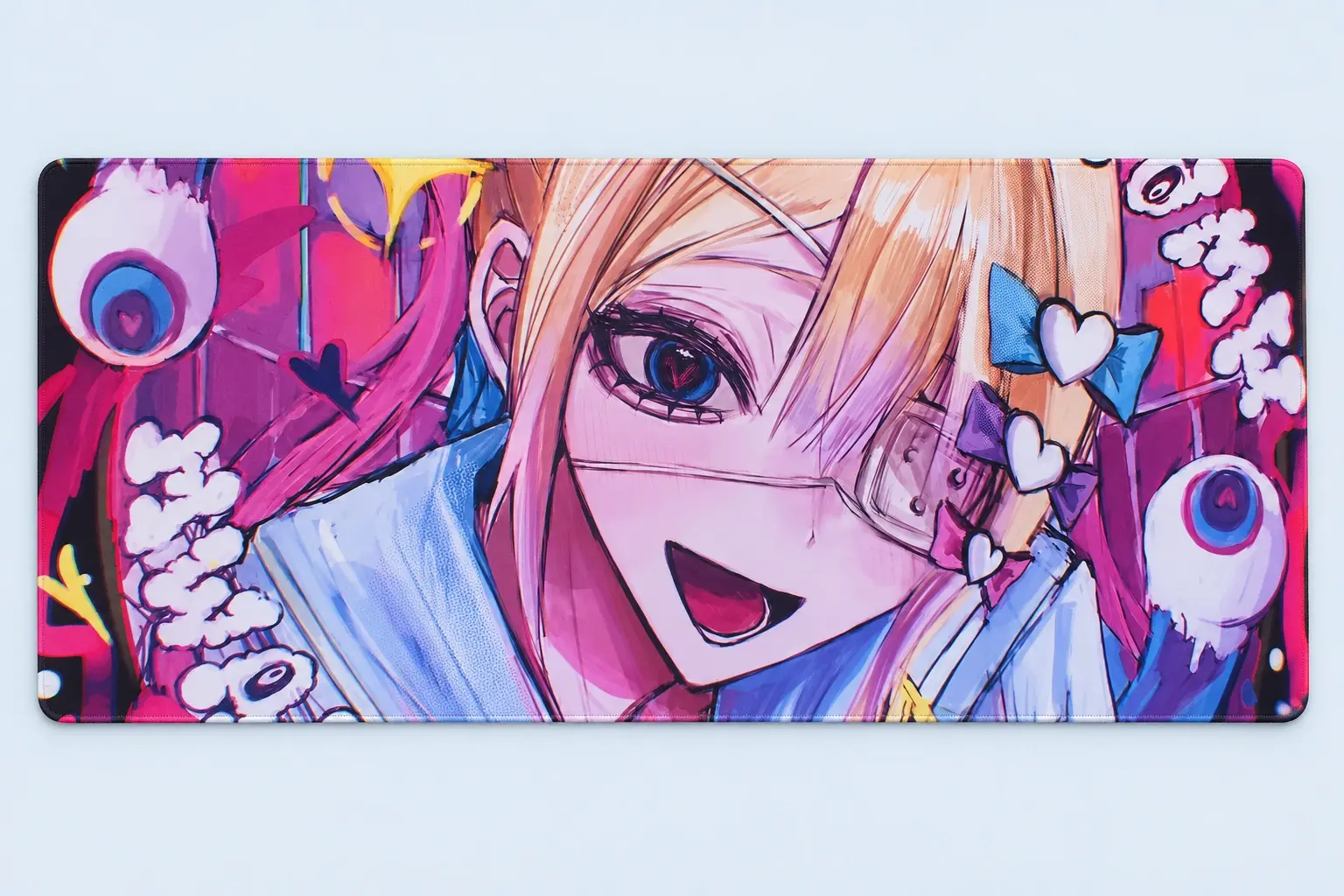 Cloud Blue studio presentation of Pink Anime Portrait Deskmat.