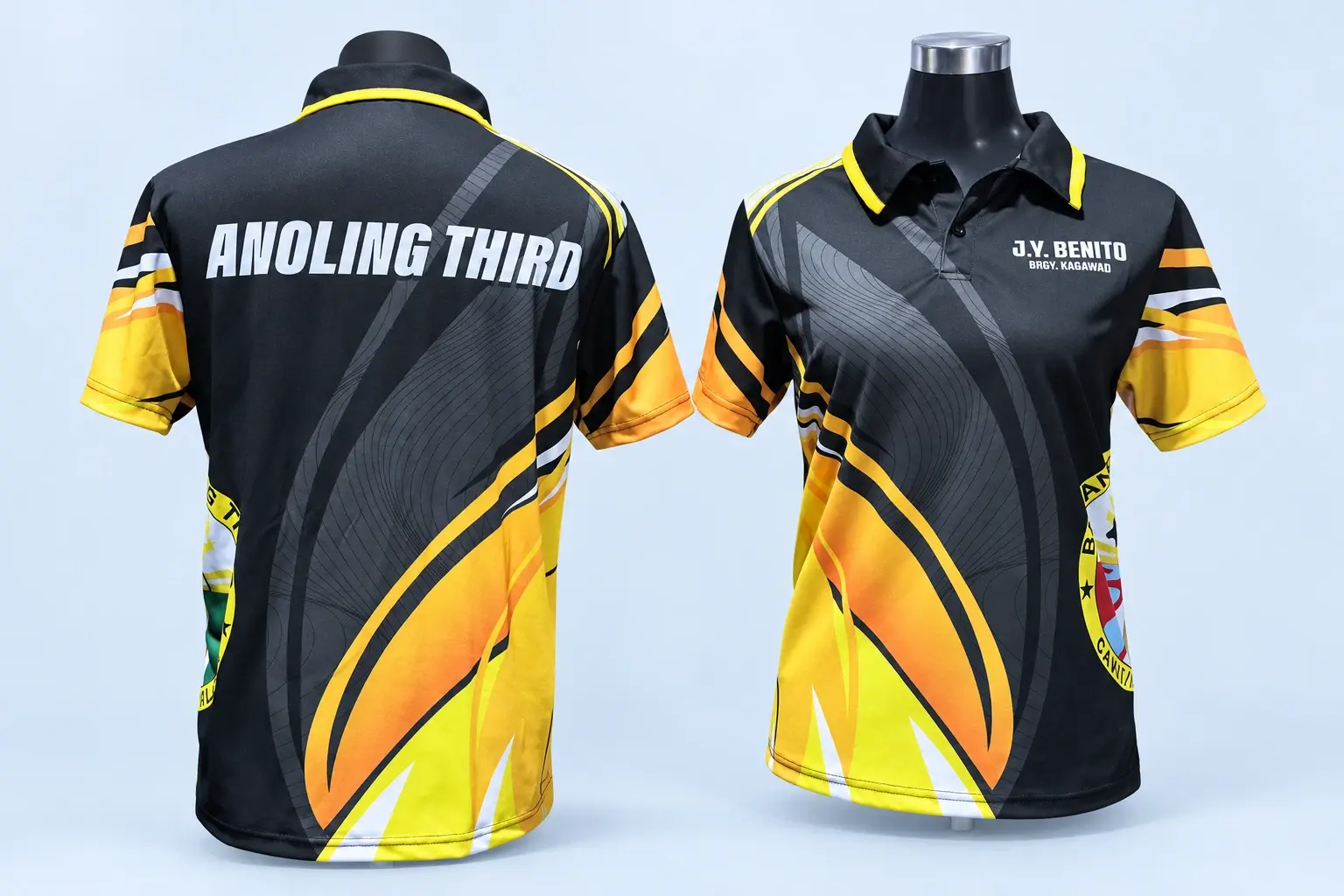 Cloud Blue studio presentation of Anoling Black & Gold Polo.