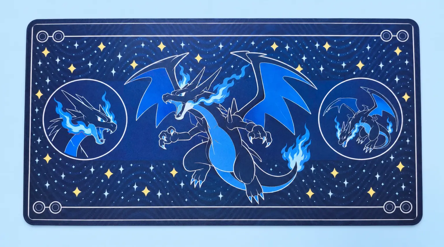 Cloud Blue studio presentation of Blue Celestial Dragon Deskmat.