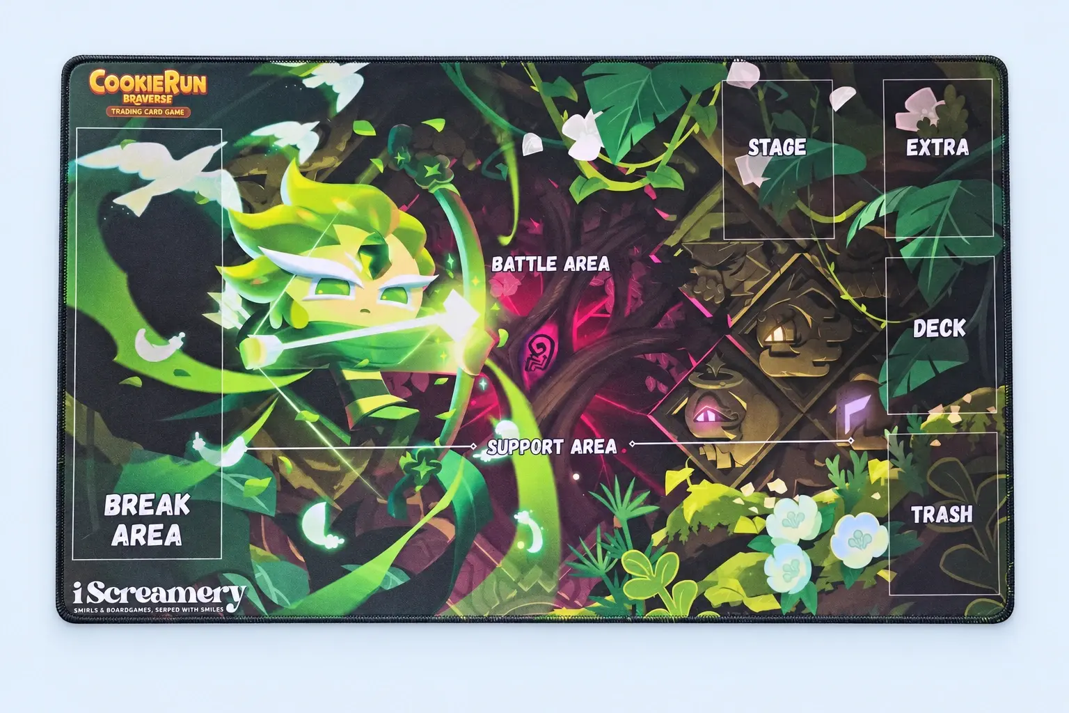 Cloud Blue studio presentation of CookieRun Green Battle Playmat.