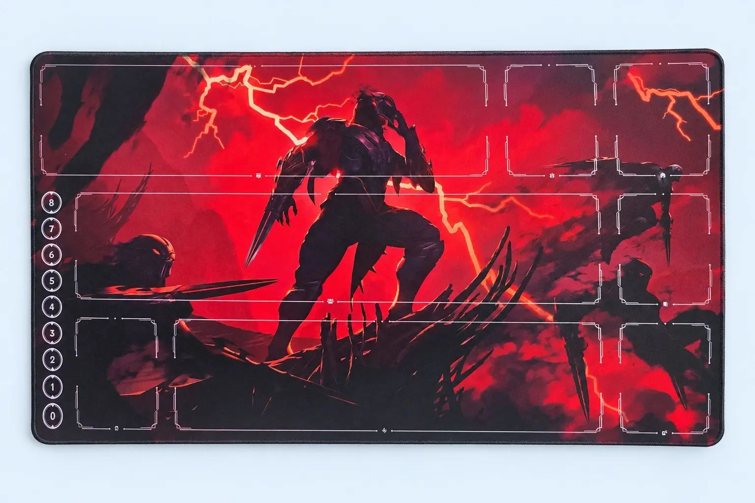 Cloud Blue studio presentation of Red Lightning Card-Zone Playmat.