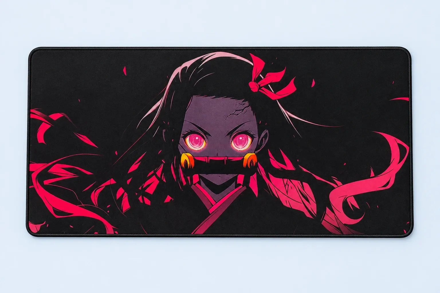 Cloud Blue studio presentation of Pink Demon Anime Deskmat.