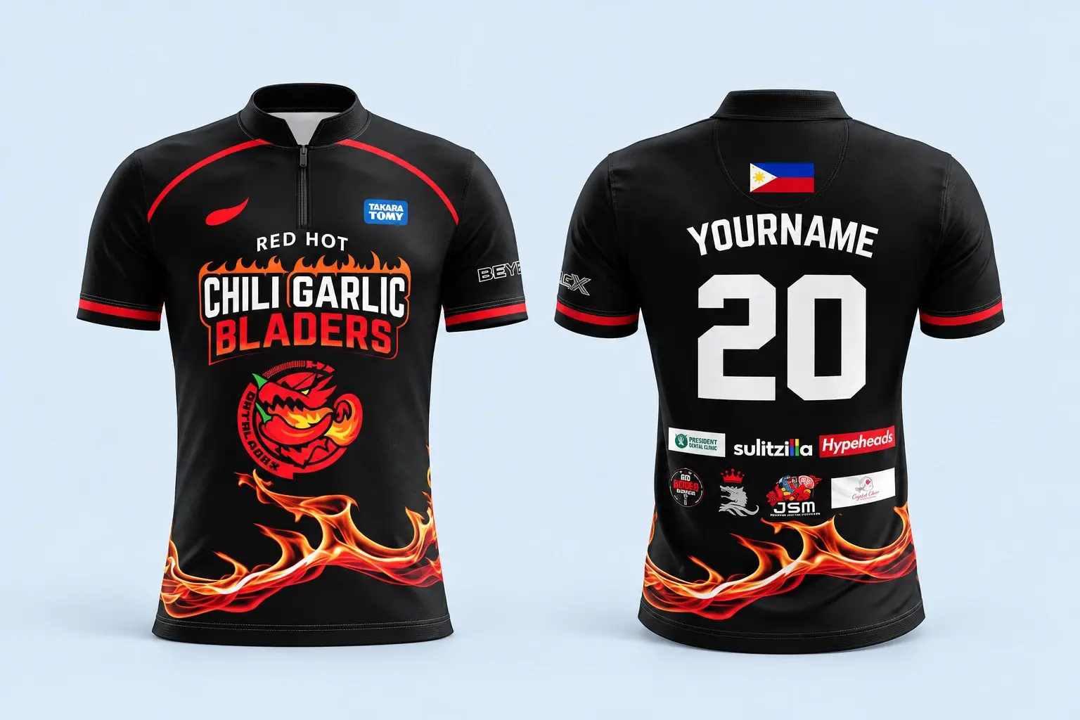 Cloud Blue studio presentation of Red & Black Blazers Team Shirt.