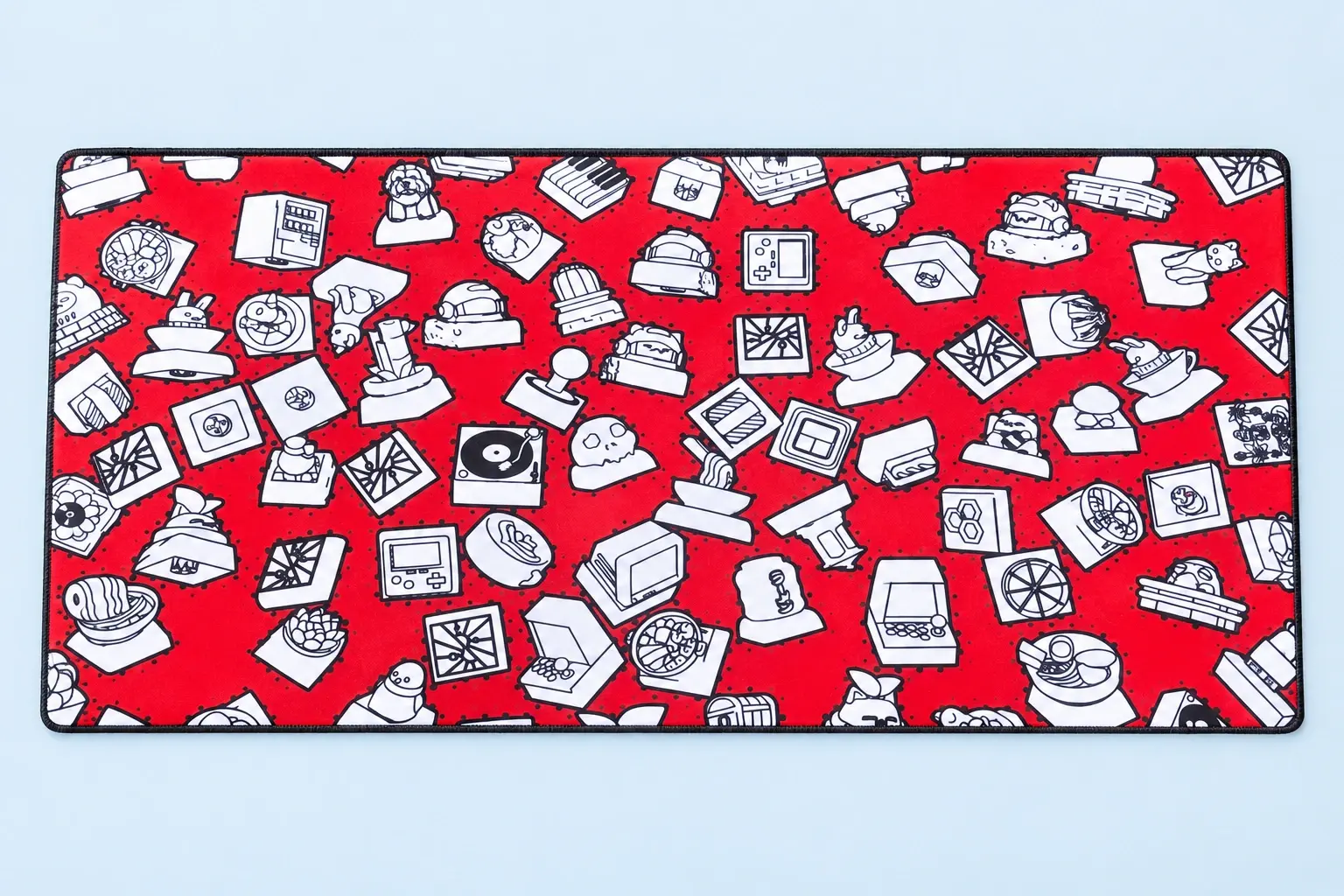 Cloud Blue studio presentation of Red Doodle Pattern Deskmat.