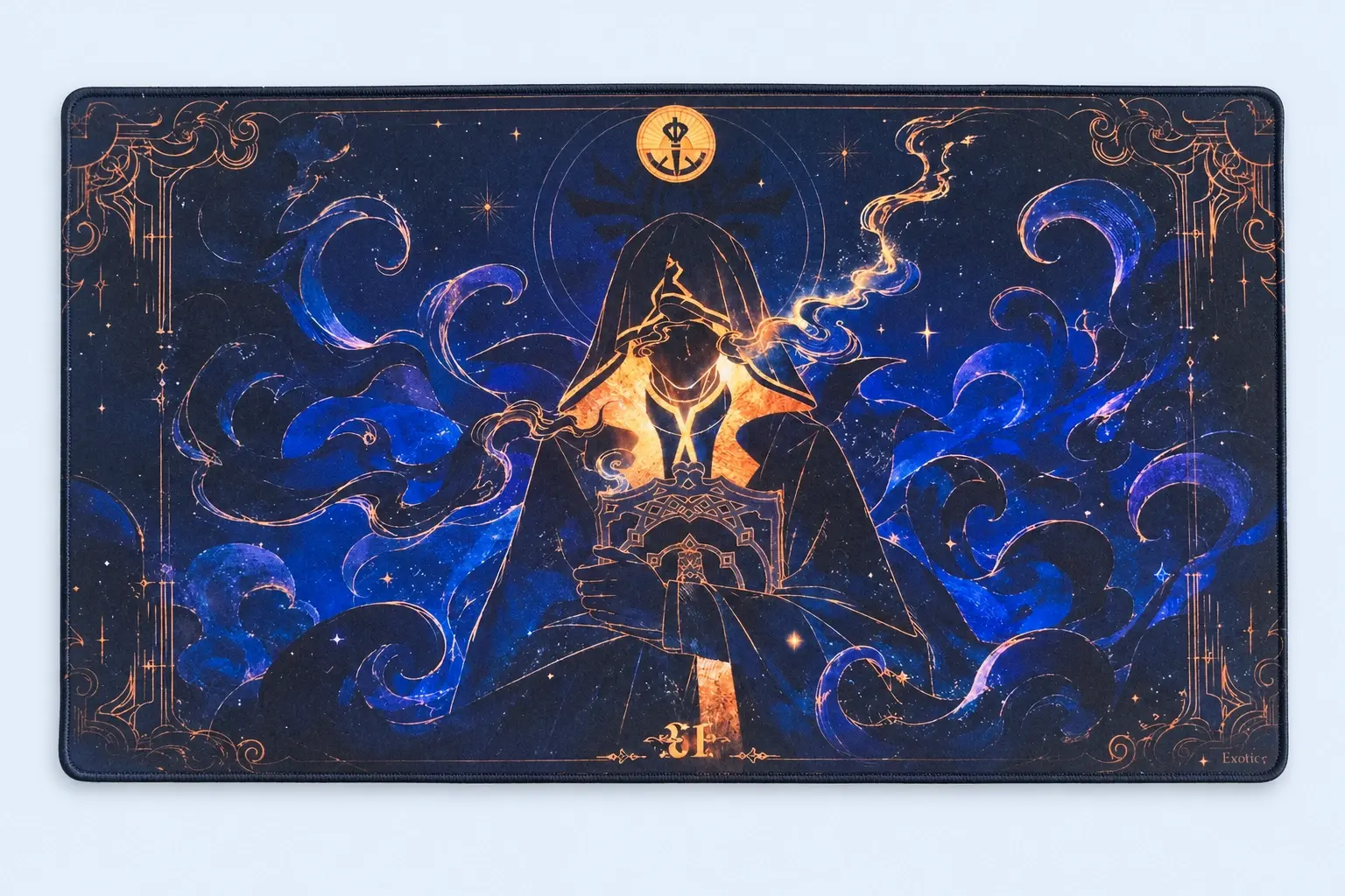 Cloud Blue studio presentation of Gold & Navy Fantasy Deskmat.
