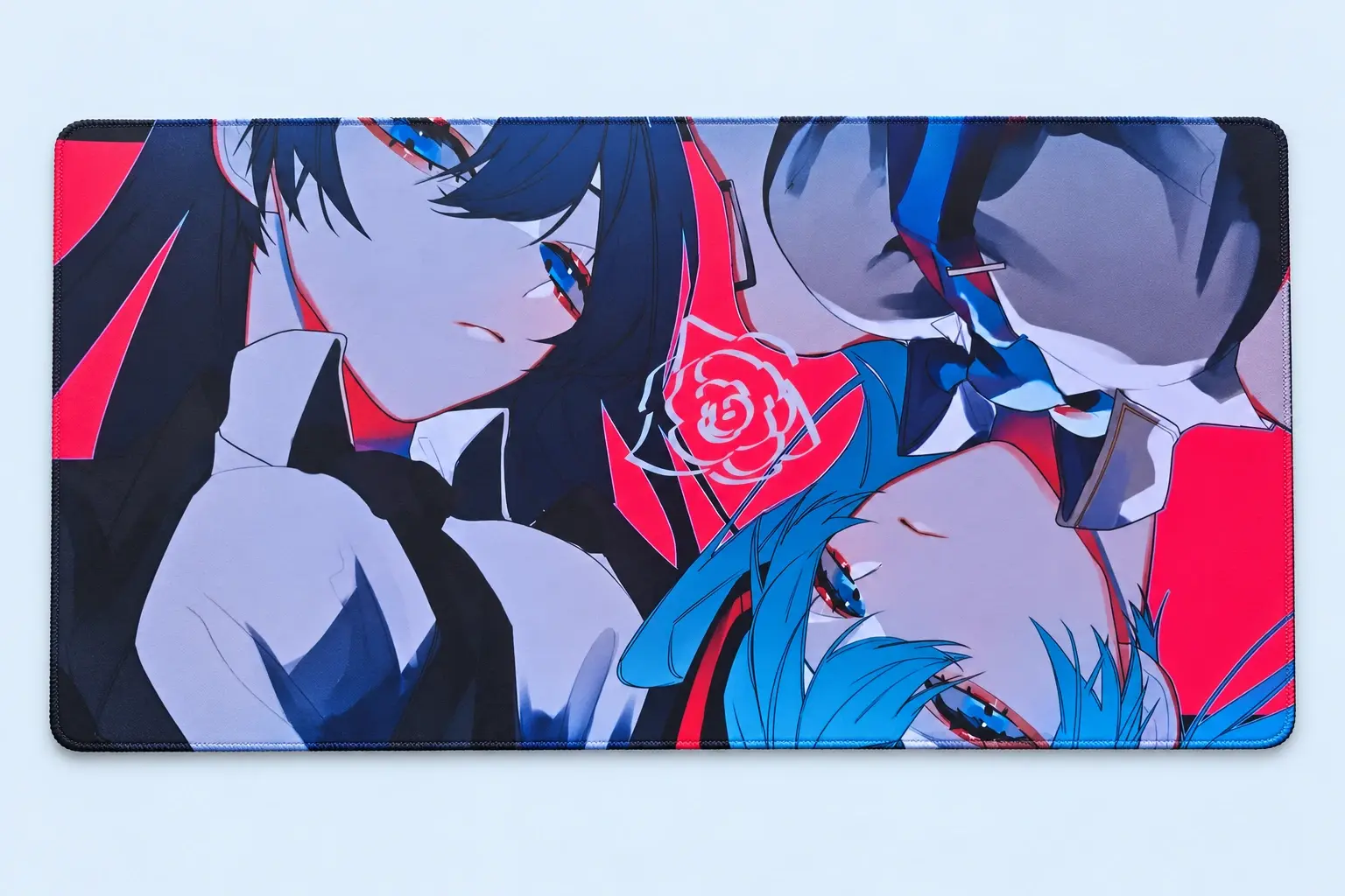 Cloud Blue studio presentation of Dark Anime Portrait Deskmat.
