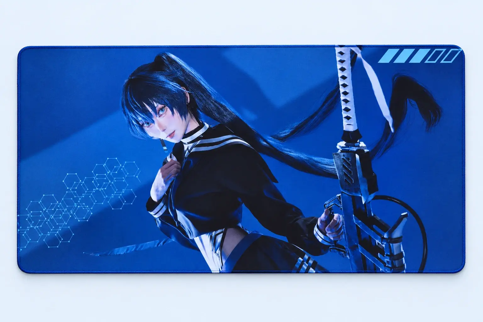 Cloud Blue studio presentation of Blue Sword Character Deskmat.