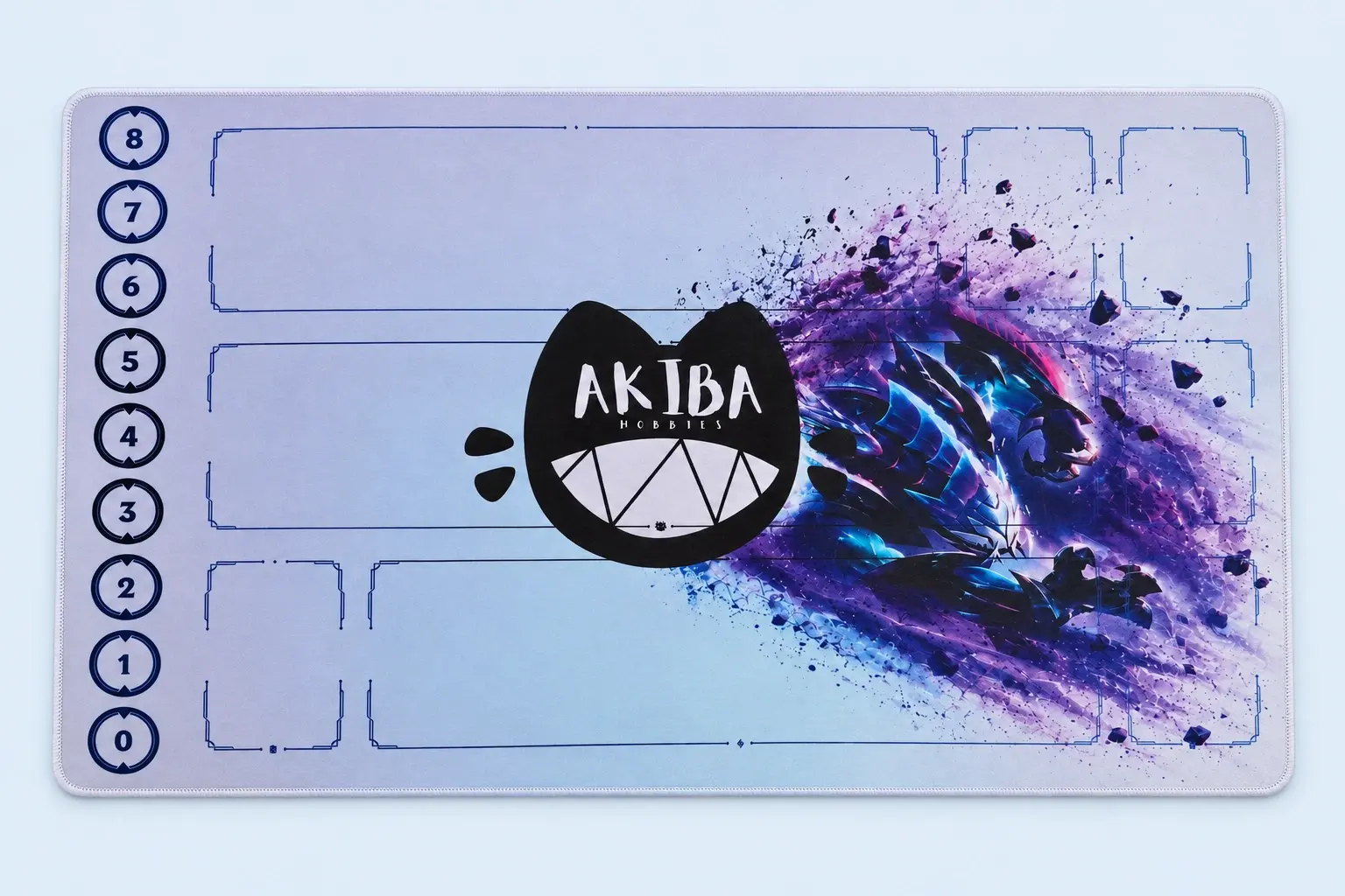 Cloud Blue studio presentation of Akiba Purple Splash Playmat.