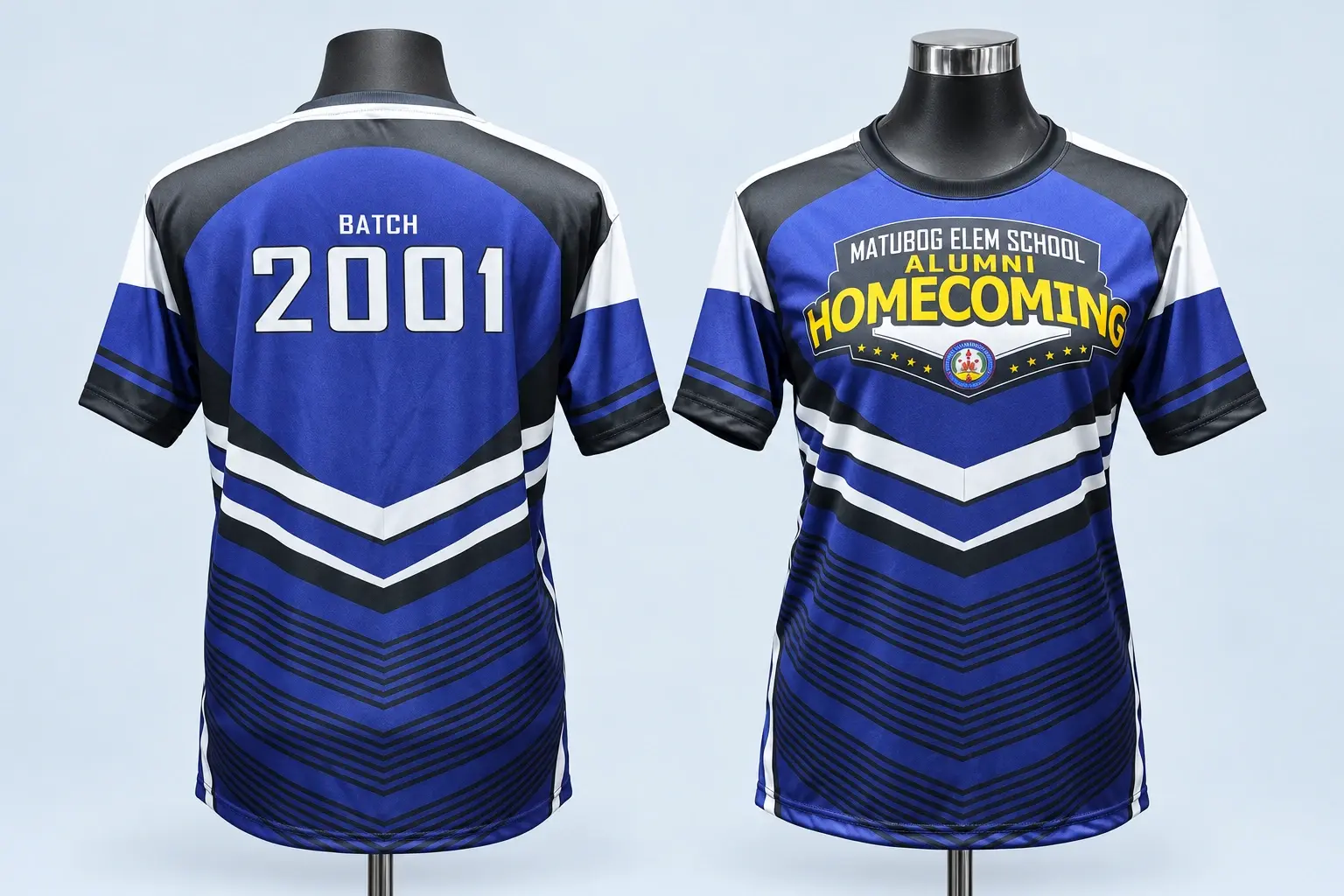 Cloud Blue studio presentation of Blue Batch 2001 Alumni Shirt.