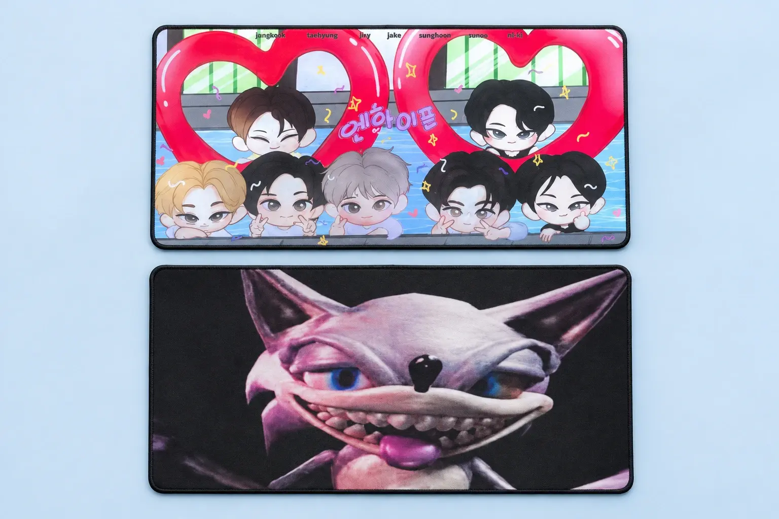 Cloud Blue studio presentation of Character Collage & Purple Creature Mats.