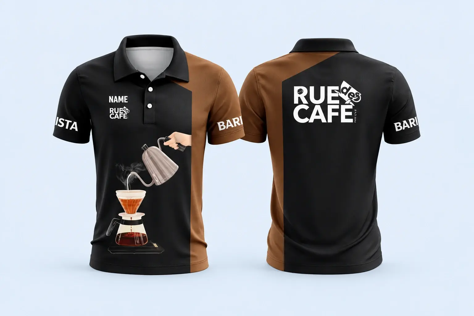Cloud Blue studio presentation of Brown Cafe Team Polo.