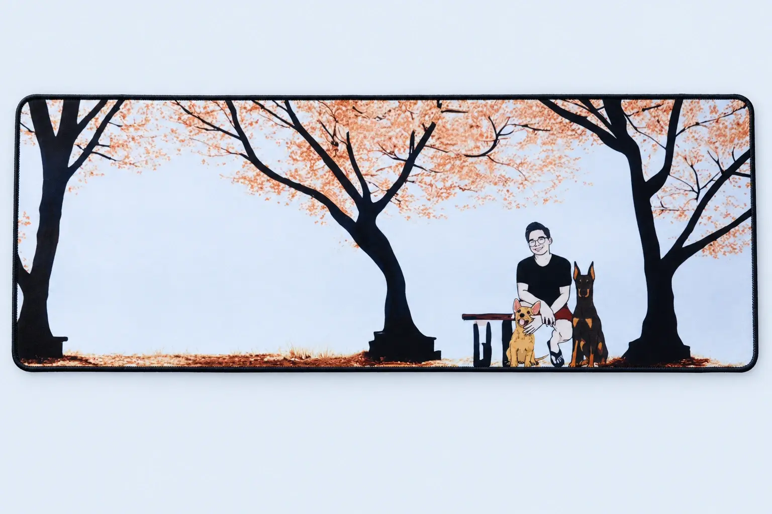 Cloud Blue studio presentation of Tree & Anime Scene Deskmat.