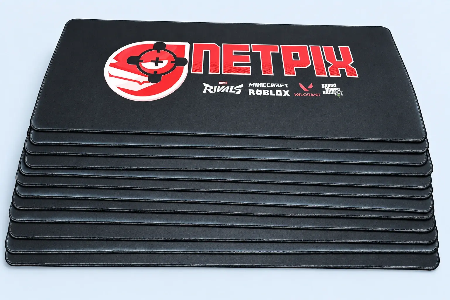 Cloud Blue studio presentation of Netpix Custom Logo Mats.